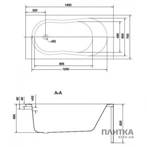 Акрилова ванна Cersanit Nike 140x70 см білий - Фото 2