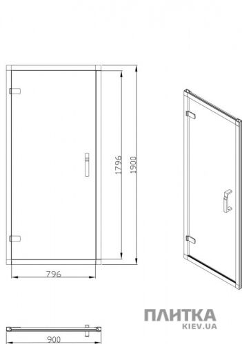 Душова кабіна Devit Vintage FEN9001GL Двері душові 90 см,сіре скло сірий,хром - Фото 2
