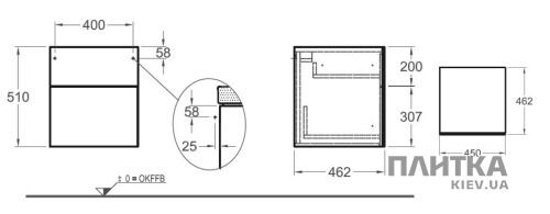 Меблі для ванної кімнати Keramag Xeno2 807047000 Xeno2 Шафка бокова низька 450х510х462 мм, сірий дуб темний дуб - Фото 2