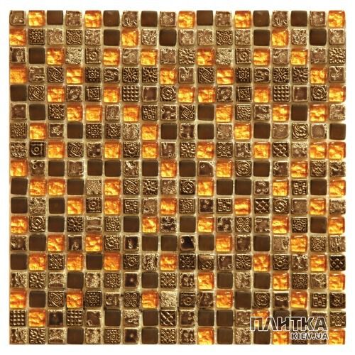 Мозаїка Mozaico de Lux S-MOS S-MOS HS0182-1 (15x15) коричневий,золото