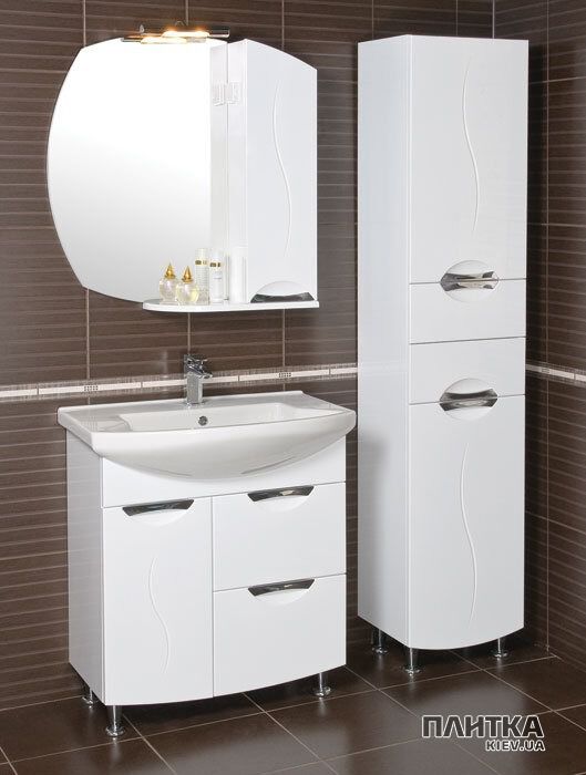 Дзеркало для ванної Аква Родос Глория 75х82 см з шафкою праворуч білий