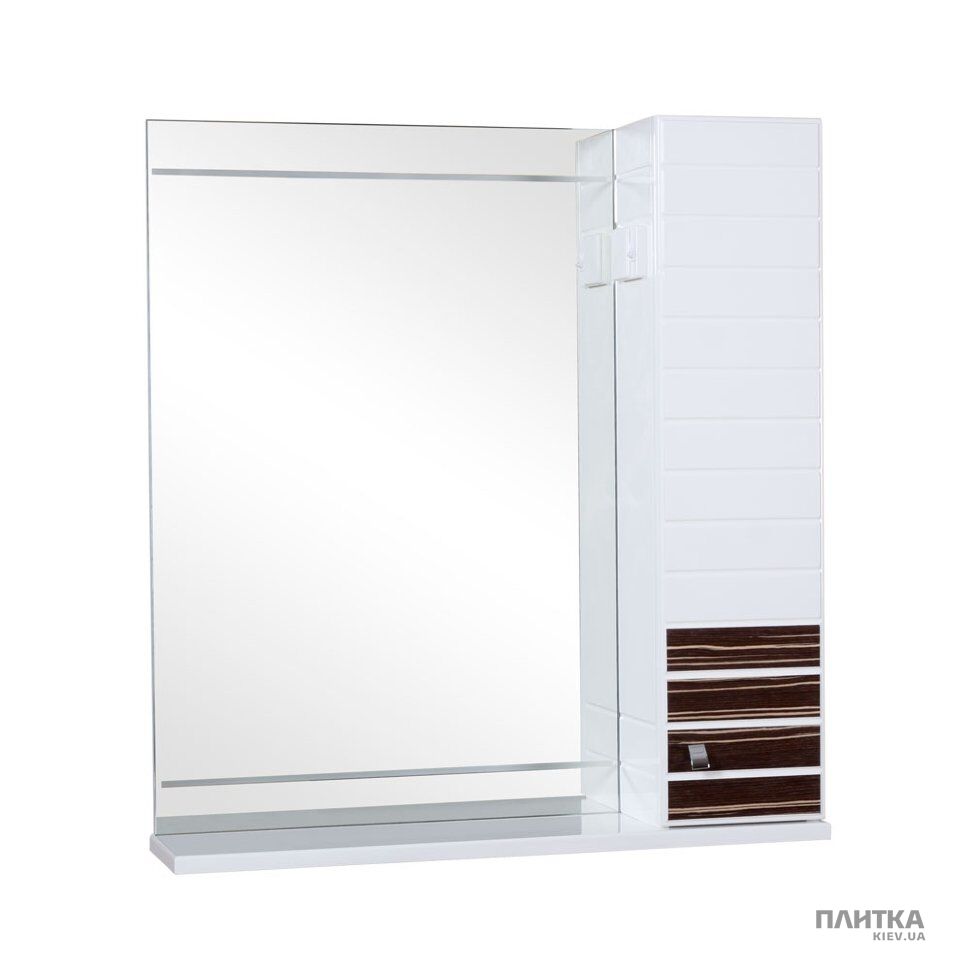 Зеркало для ванной Аква Родос Империал 85х82 см венге с пеналом справа белый,венге