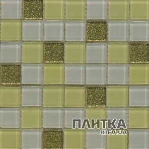 Мозаїка BETTER-мозаика B-MOS MA-09 св.золотистий мікс салатовий,кришталь зелений,сріблястий