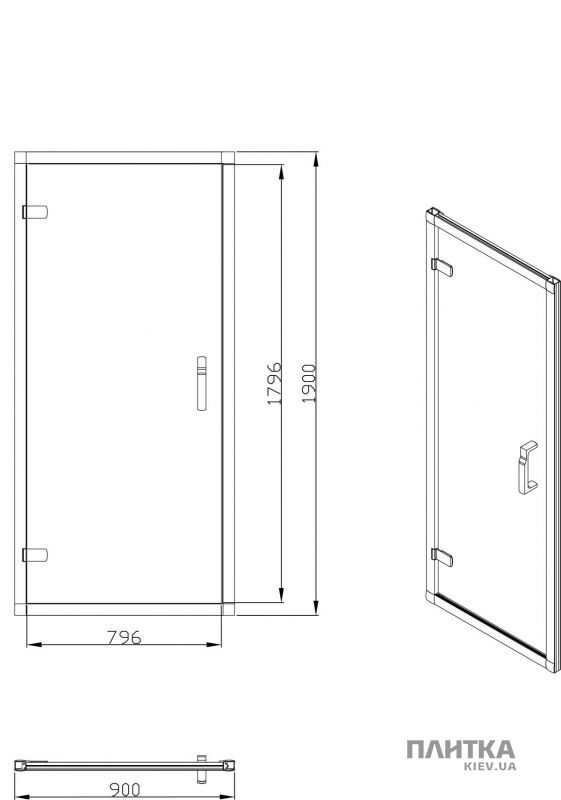 Душова кабіна Devit Vintage FEN9001GL Двері душові 90 см,сіре скло сірий,хром