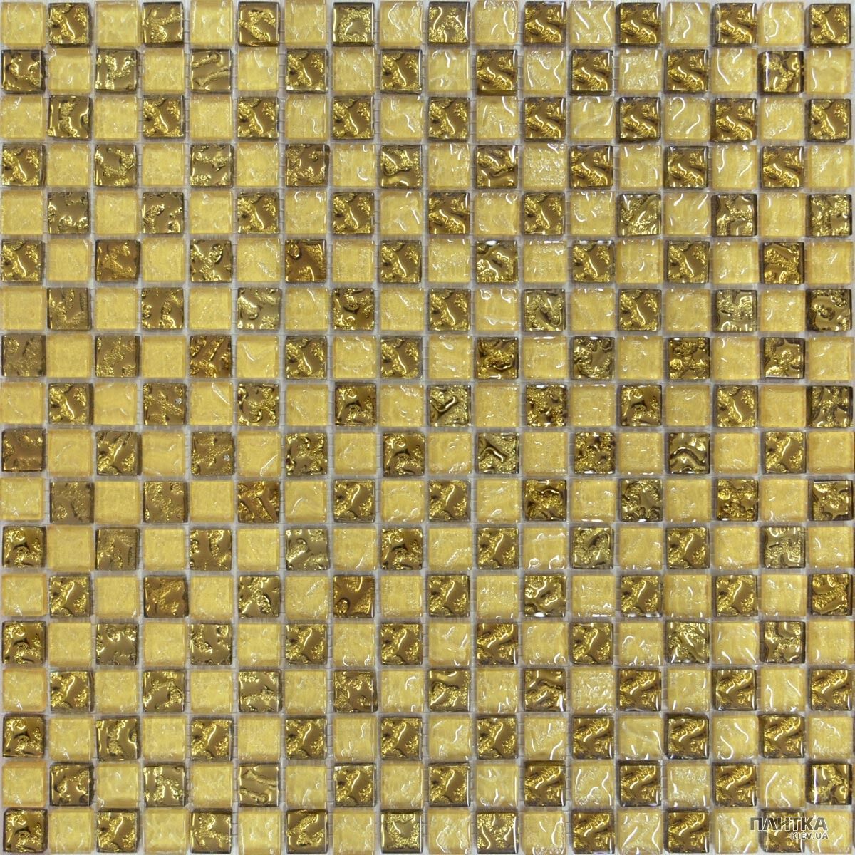 Мозаїка Grand Kerama 443 Мозаїка шахматка рельєфне золото-золотий пісок золотий