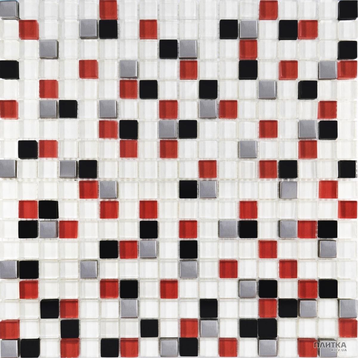 Мозаика Grand Kerama 458 микс белый-красный-черный-платина белый,красный,черный,платиновый
