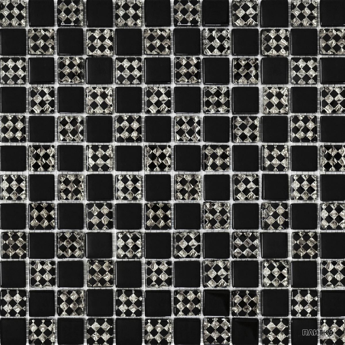 Мозаика Grand Kerama 805 шахматка черный ромб платина черный,платиновый