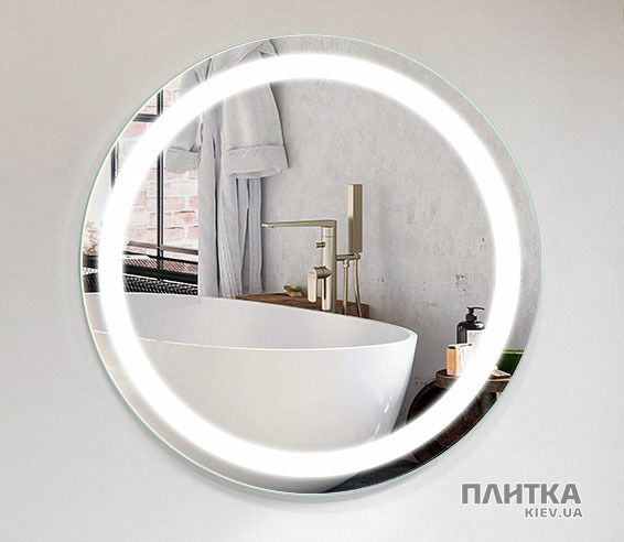 Зеркало Liberta Зеркало Lacio с подсветкой выключатель кнопка под зеркалом по центру, полотно стандарт 4 мм, еврокромка, 600х600 серебристый