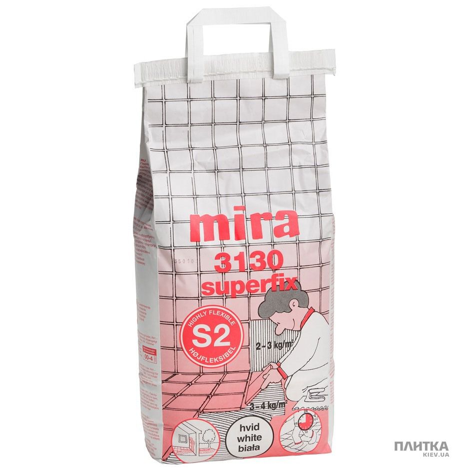 Клей для плитки Mira MIRA №3130 SUPERFIX/15кг (білий) білий