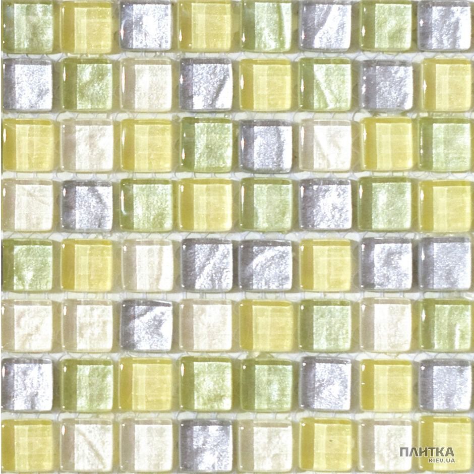 Мозаїка Mozaico de Lux M-MOS M-MOS MSFH8006 PISTACHO жовтий,салатовий,срібло