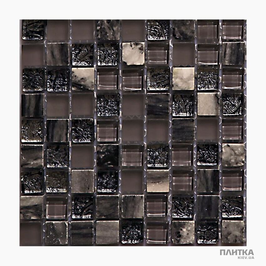 Мозаїка Mozaico de Lux T-MOS T-MOS DF02+G04+MARBLE (L) сірий,чорний,темно-бежевий