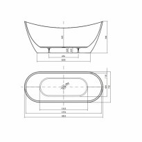Акрилова ванна Cersanit Zen Ванна акрилова окремостояча овальна ZEN DOUBLE 182X71, із сифоном та хромованим донним клапаном click-clack, білий глянець білий - Фото 4