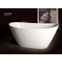 Ванна зі штучного каменю PAA Amore Ванна Amore 1600x850 з литого каменю, 160x85 біла, сифон білий - Фото 3