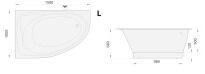 Ванна зі штучного каменю PAA Tre VATRE/L/00+PATREM/L/00 TRE Ванна права 150х100 з малою панеллю, біла білий - Фото 2