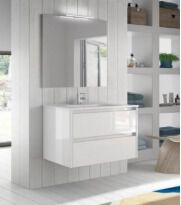 Комплект Primera Sansa C0072922 Sansa Комплект мебели: тумба + раковина + зеркало 80см, белый глянцевый белый - Фото 1