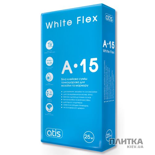 Клей для плитки ATIS A-15 White Flex, 25 кг белый