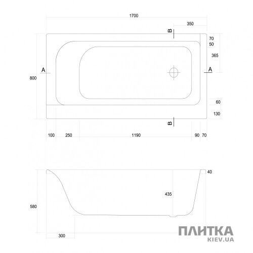 Акрилова ванна Cersanit Smart 170x80 см права білий - Фото 3