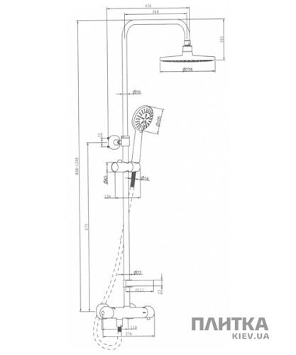 Душова система Damixa Akita 409111000 хром - Фото 2