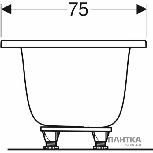 Акрилова ванна Geberit Tawa 554.123.01.1 TAWA Ванна прямокутна Duo 170 х 75 см, slim rim, центральний злив білий - Фото 5