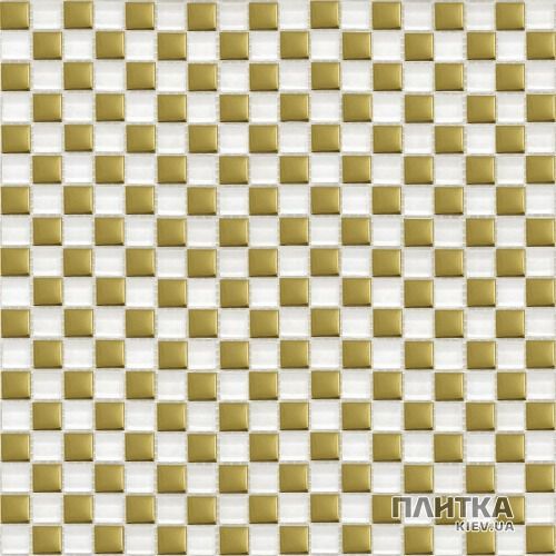 Мозаика Grand Kerama 413 шахматка белый-золото белый,золотой