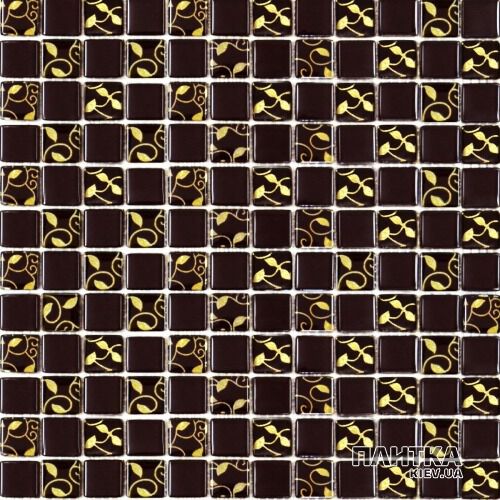 Мозаика Grand Kerama 808 Шахматка шоколад-завиток золото шоколад,золотой
