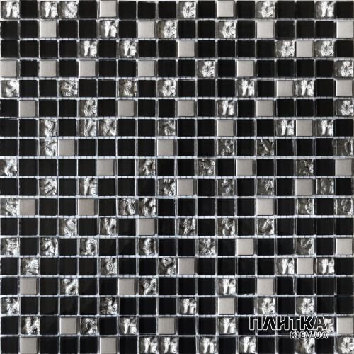 Мозаика Grand Kerama 912 (микс) черный-платина рифленая-платина черный,платиновый