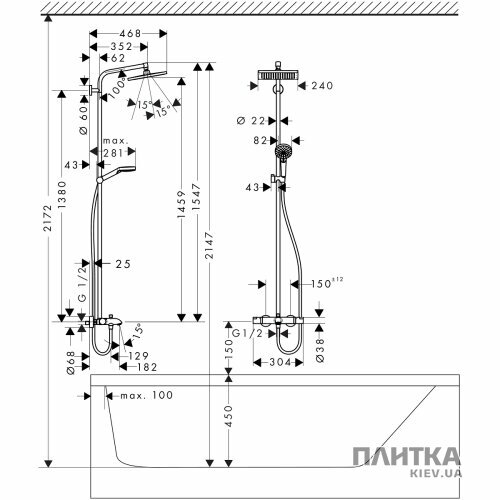 Душова система Hansgrohe Crometta 27298000 Showerpipe хром - Фото 2