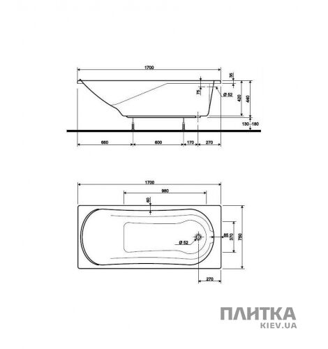 Акрилова ванна Kolo Comfort XWP3070/XWP0270 170х75 білий - Фото 3