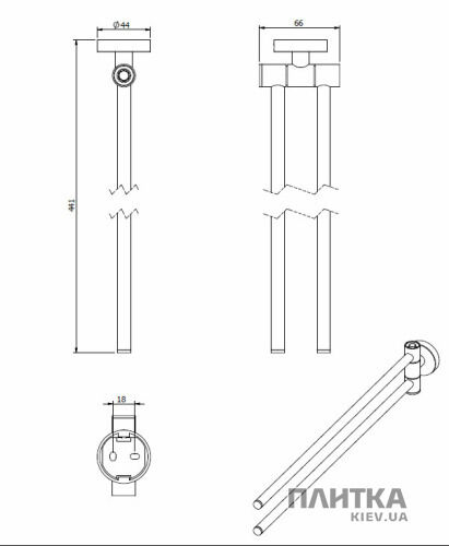 Тримач рушників / Кільце Langberger Basic 2122808A BASIC Тримач для рушника поворотний 45 см, хром хром - Фото 2