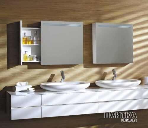 Зеркало для ванной Laufen Alessi one H4482310976311 (4.4823.1.097.631.1) 80 см белый, открытие полок по бокам белый - Фото 4