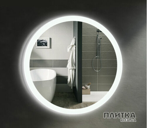 Дзеркало Liberta Дзеркало AMATO, кругле, скло діамант 4 мм, підсвітка на стіну біла, еврокромка, 1200х1200 сріблястий