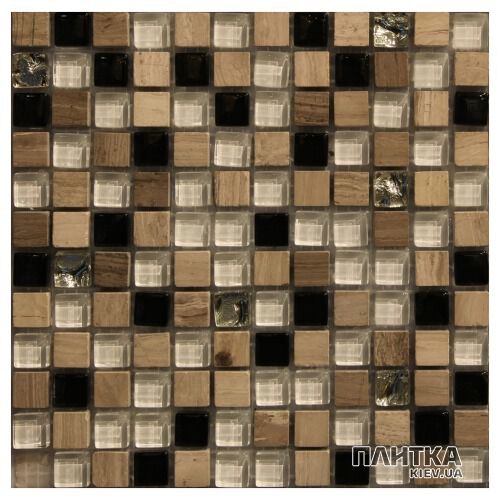 Мозаика Mozaico de Lux S-MOS S-MOS HS0441 (15x15) коричневый,серый,черный