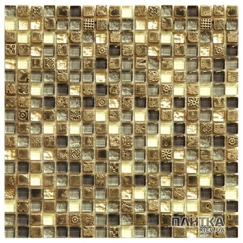 Мозаика Mozaico de Lux S-MOS S-MOS HS0327 (15x15) бежевый,серый,золото