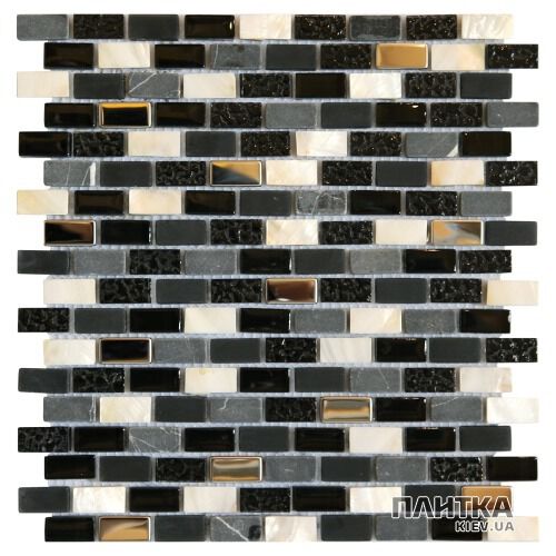 Мозаика Mozaico de Lux T-MOS T-MOS SEASHELL BLACK белый,бежевый,серый,черный