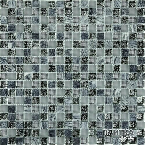 Мозаїка Mozaico de Lux T-MOS T-MOS DF02+G04+MARBLE (L) 300х300х8 сірий,темно-сірий - Фото 1