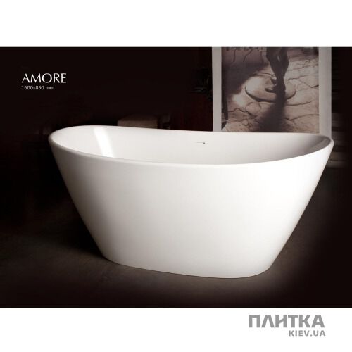 Ванна зі штучного каменю PAA Amore Ванна Amore 1600x850 з литого каменю білий - Фото 3