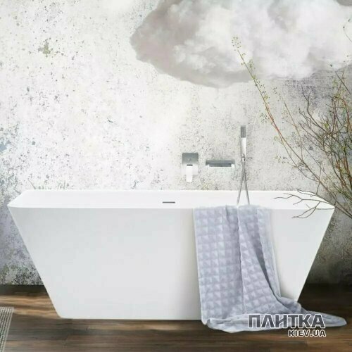 Ванна зі штучного каменю PAA Quadro VAQUAWAS/00 QUADRO WALL Ванна пристінна 160см з литого (штучного) каменю Silkstone, з інтегрованим сифоном, колір білий мат білий - Фото 2