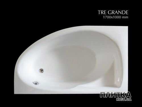 Ванна зі штучного каменю PAA Tre VATRGK/00+PAVTRGM/00 TRE GRANDE Ванна 170х100 з панеллю, ліва, біла білий - Фото 4