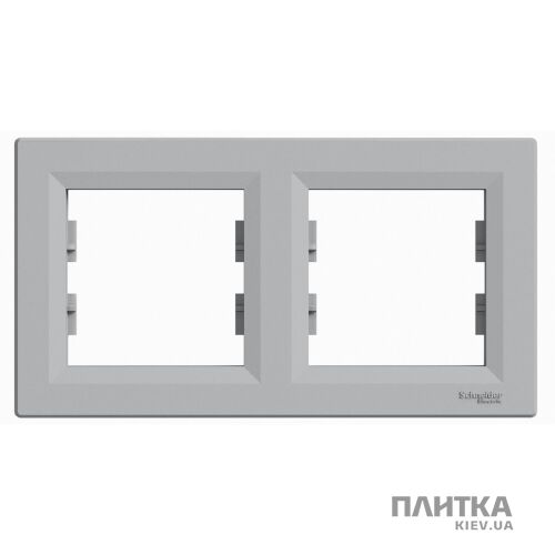 Рамка Schneider Asfora Рамка 2-постовая горизонтальная, алюминий серый