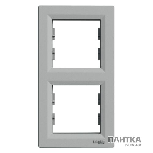 Рамка Schneider Asfora Рамка 2-постовая вертикальная, алюминий серый