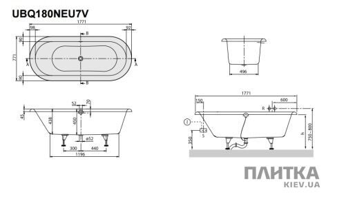 Кварилова ванна Villeroy&Boch Nexus BQ180NEU7V-01 180x80 см білий - Фото 2