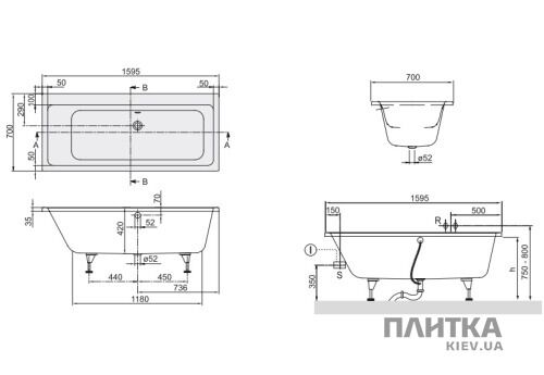 Акрилова ванна Villeroy&Boch Subway BA167SUB2V-01 160x70cм білий - Фото 2