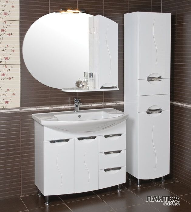 Зеркало для ванной Аква Родос Глория 98х87 см со шкафчиком справа белый