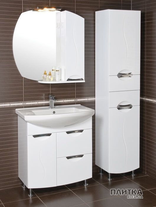 Зеркало для ванной Аква Родос Глория 75 см с левосторонним шкафчиком белый