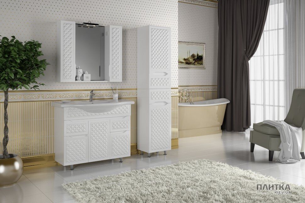 Зеркало для ванной Аква Родос Родорс 100х80 см с боковыми шкафчиками белый