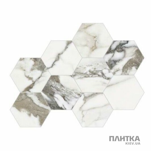 Керамограніт Almera Ceramica Calacatta - Marquina CALACATTA MAJESTIC HEX білий,сірий,сіро-білий