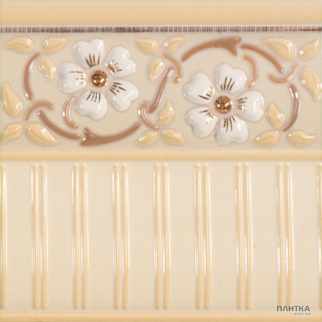 Плитка Almera Ceramica Orleans ZOC TARRAGONE GOLD VAINILLA фриз белый,коричневый,кремовый,золотой