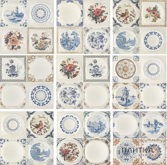 Плитка APE Ceramica Giorno DECOR MIX TREVISO декор белый,бежевый,голубой,коричневый,серый,красный,синий