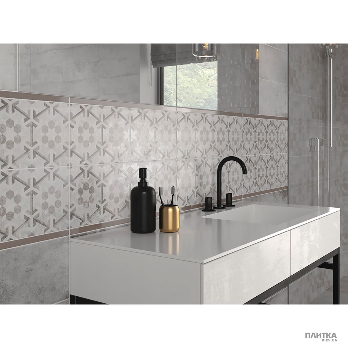 Плитка Cersanit Concrete Style CONCRETE STYLE INSERTO GEOMETRIC серый