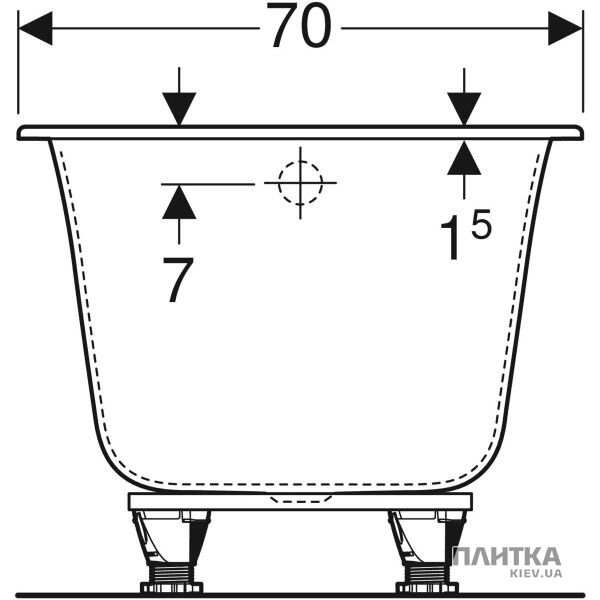 Акриловая ванна Geberit Soana 554.001.01.1 Soana Ванная прямоугольная 160x70см, тонкий край, слив и перелив в зоне ног, с ножками, цвет белый белый